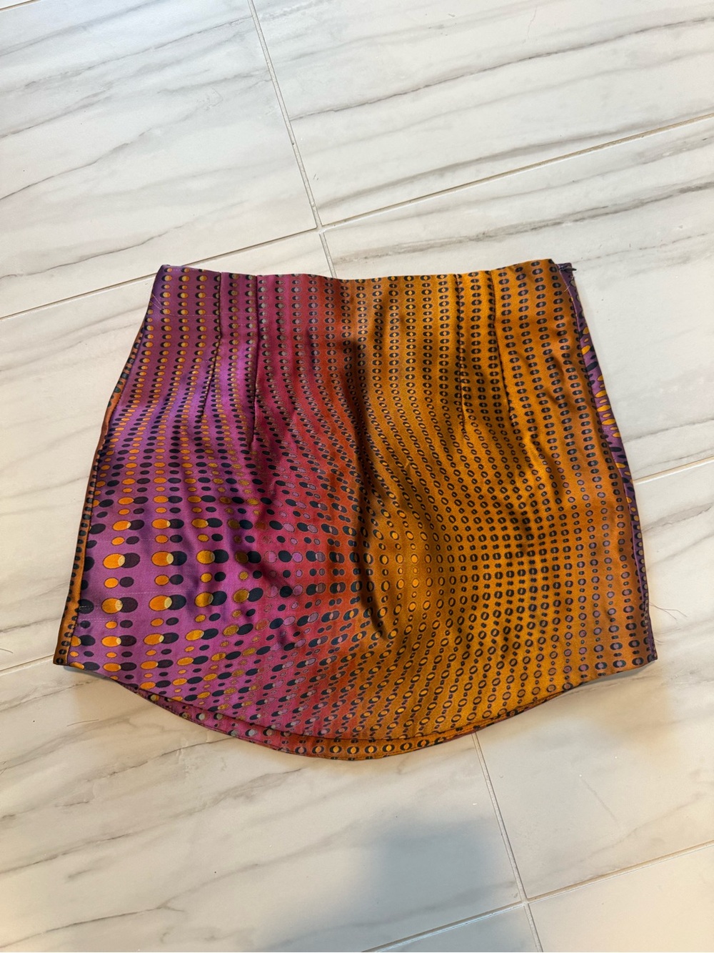 Zara Purple and Orange Dot-Print Mini Skirt